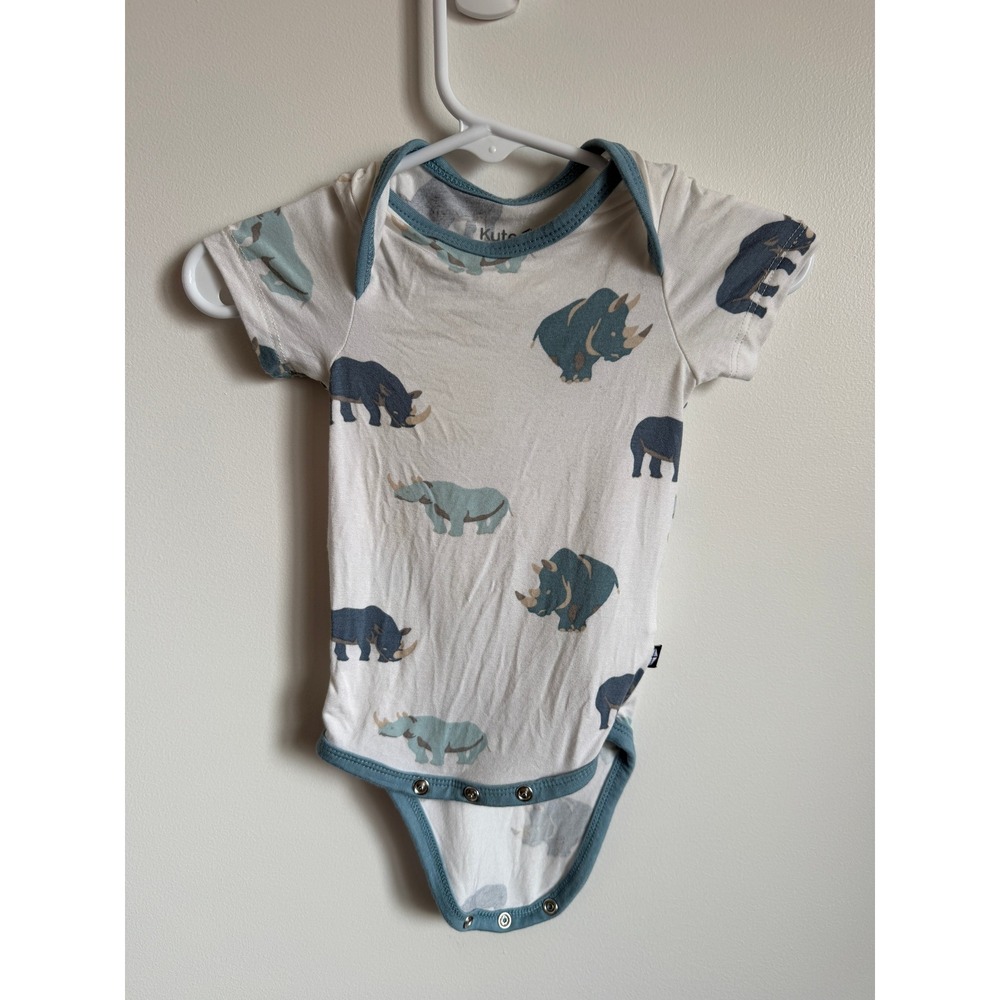 Kyte Baby Rhino Print Bamboo Short Sleeve Bodysuit 0-3M